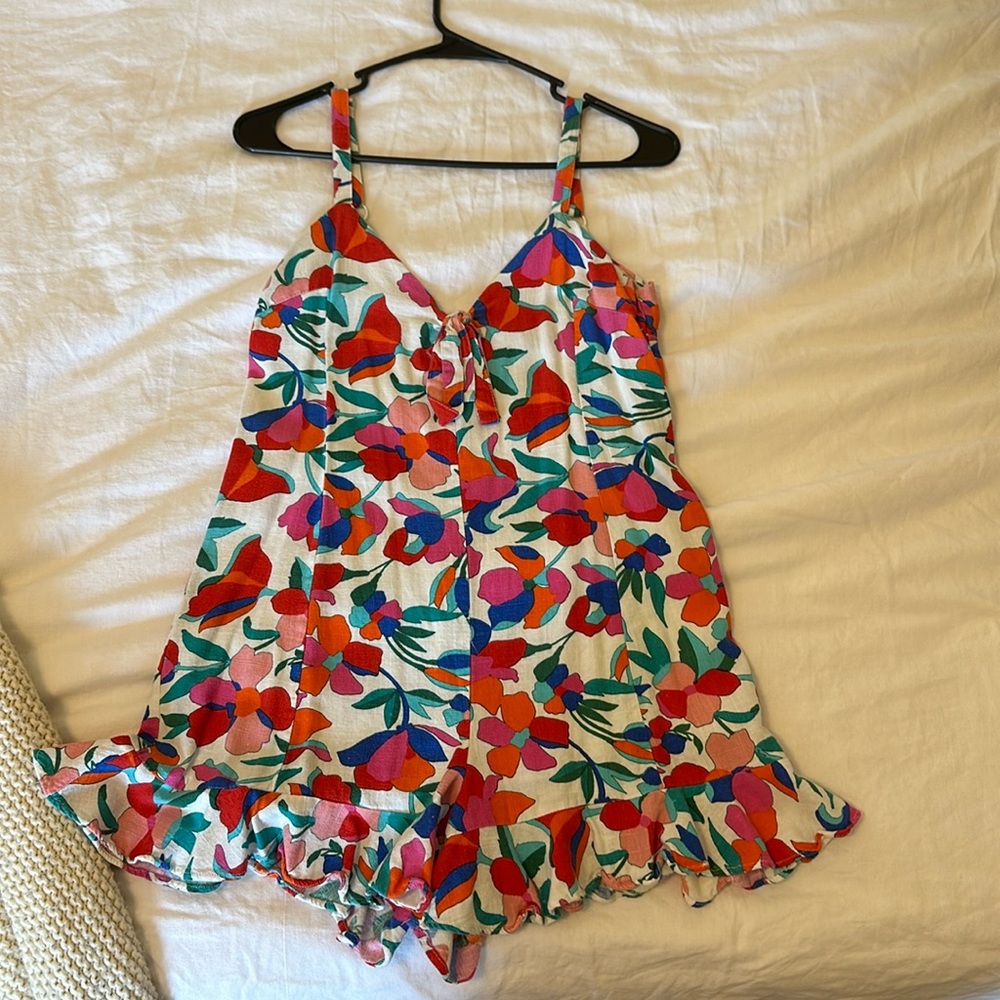 Linen floral romper
